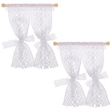 2 Pcs Dollhouse Curtains Tiny Models Miniatures Window Accessories Toy Room Accessory