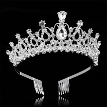 2pcs Bridal Tiara Crystal Rhinestones Tiara Crown with Comb Wedding Birdal Pageant Birthday Tiara Headband
