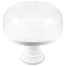 Présentoir à gâteaux blanc avec cloche, en polypropylène (PP), idéal pour les anniversaires et les goûters. Hauteur : 20 cm (7,87 pouces).