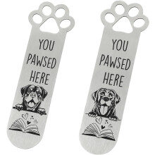 2Pcs Funny Dog Paw Bookmarks – Stainless Steel, Compatible with All Books, Gifts for Dog Lovers & Book Fans