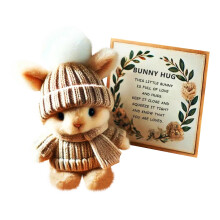 Coniglietto di peluche con cappellino lavorato a maglia e luce, un regalo adorabile per ogni occasione, morbido e coccoloso peluche con scatola