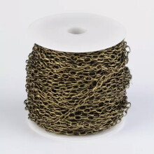 Chaînes en fer à maillons ovales, bobine de 109 yards (98 m), fil lisse, 6,9 x 3,8 x 0,9 mm, bronze antique