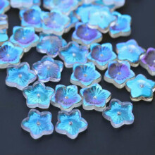 10pcs Flower Petals Aurora Crystal Glass Loose Beads Pendants Jewelry Charms DIY-20#Star Flower (13mm)