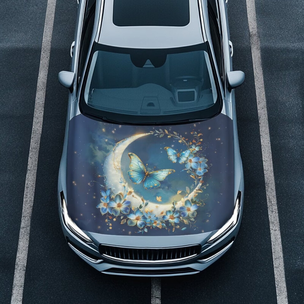 Universal Washable Butterfly Car Hood Cover Compatible With Most Sedans, Trucks, Pickups & Sports Cars Blue 9097180869962