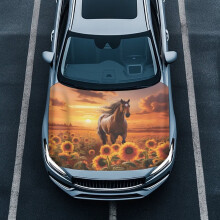 Sunflower Horse Car Hood Cover – Removable, Breathable & Portable, Compatible with Most Cars
