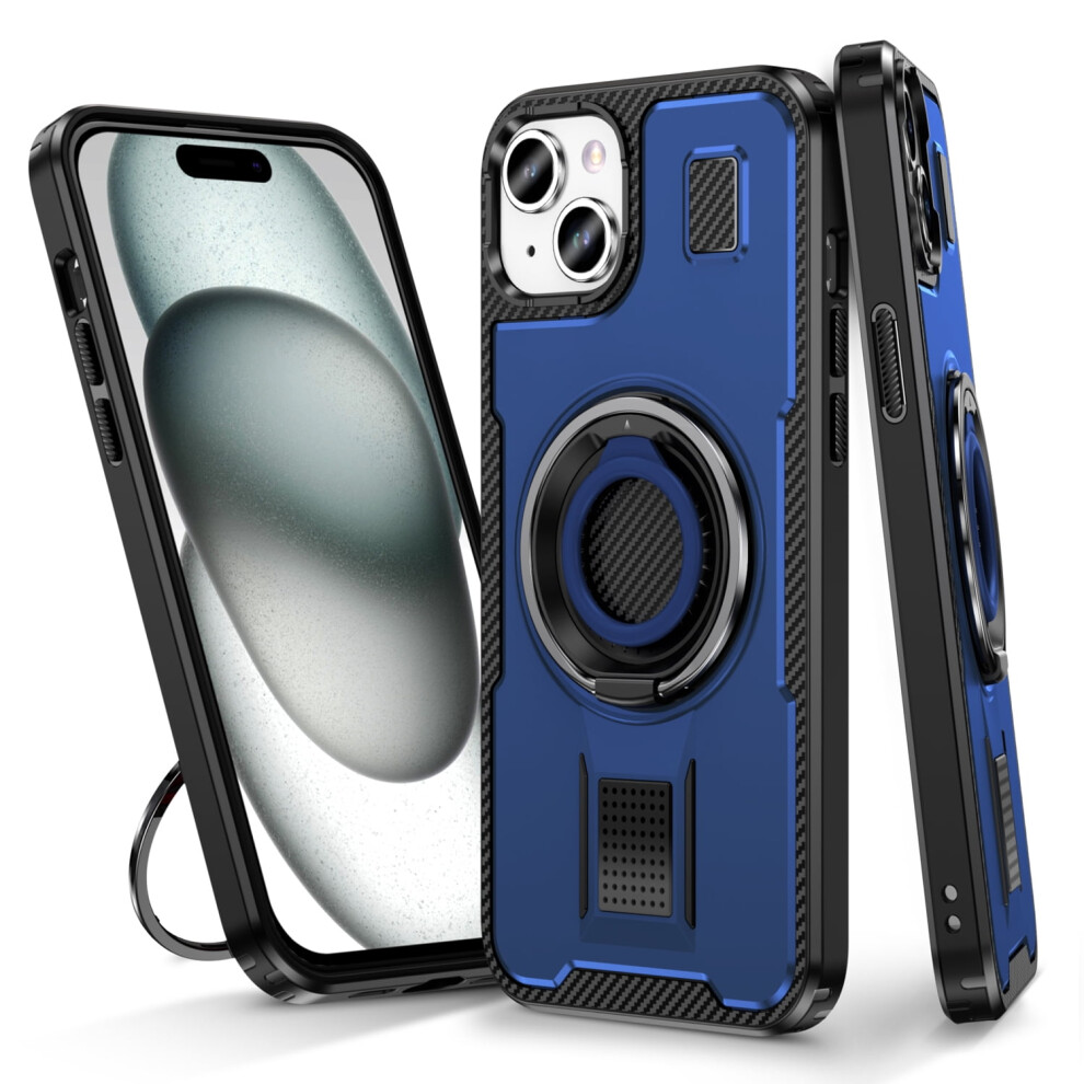 Iphone 15 Plus Case – Precise Cutouts, Double Ring Kickstand, Heavy-Duty Shockproof & Anti-Scratch Cover, Blue 9405492454040