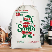 Christmas Santa Sack Bag, 28"x20", Retro Canvas Cotton Drawstring Gift Bag, Xmas Favor Pouch, Party Supplies (Santa Claus, Green)