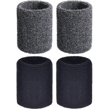 2 Pair Wrist Sweatbands Sports Wristbands for Men & Women, Sweat Absorbing Cotton Terry Cloth Wristband