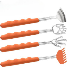 4Pcs Extendable Back Scratcher with Rubber Handles, Metal Telescoping Tool, Compatible with All Ages