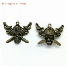Lot Antique Charms Pendants For Earrings Bracelet Necklace Jewelry Making DIY-No.607- Pirate Skull - 2pcs