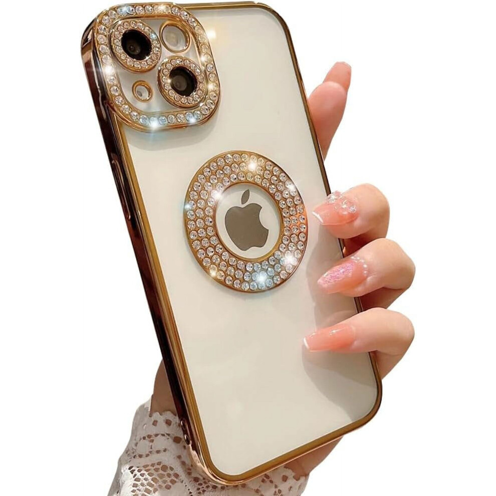 Luxury Glitter Rhinestone Bumper Case – Transparent, Shockproof, Camera Protection (, Compatible With Iphone 15) Gold 9180333275533