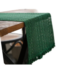 Splicing-Burlap-Table-Runner,Table-Runner with Tassles Rustic Woven-Cotton-Crochet-Lace Table-Runner for Farmhouse Home Decor