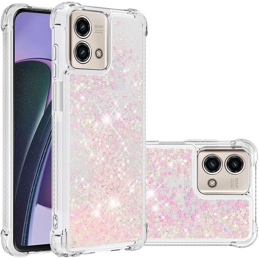 Glitter Liquid Quicksand Clear Tpu Case For Motorola Moto G Stylus 5G 2023 Â Shockproof, Stylish Bumper Pink 9180333276066