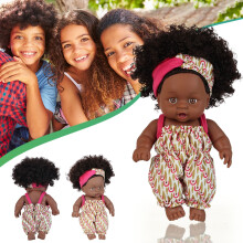 8" Realistic Black Baby Doll with Curly Hair, Flexible Joints & Changeable Outfits – Educational Empathy Toy for Girls 3-6 – Compatible with