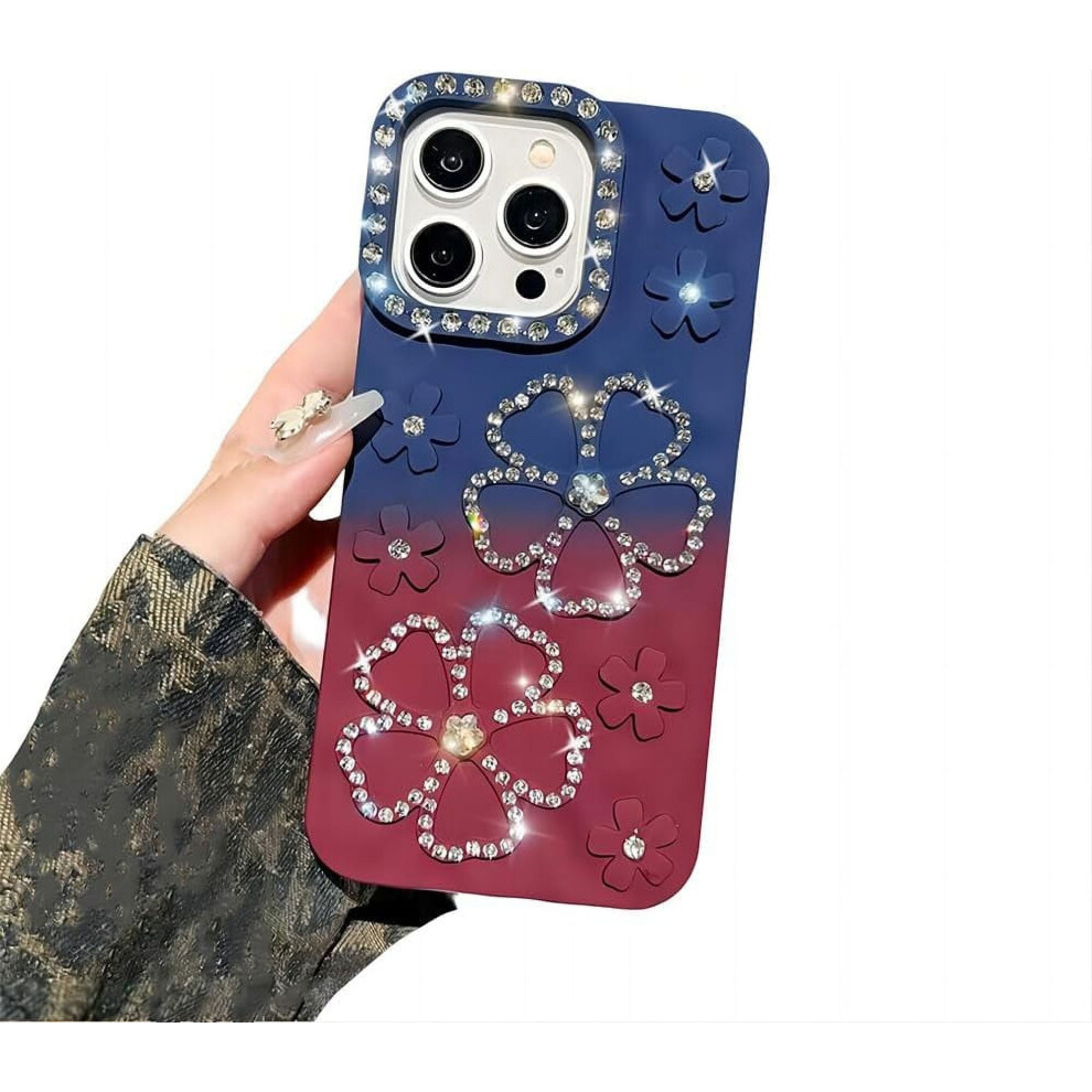 Luxury Glitter Flower Gradient Soft Shockproof Iphone Case Â Compatible With Iphone 12 Pro Max Blue 9180333272853