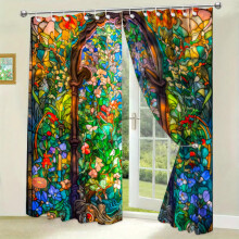 Painted Curtains, Waterproof Outdoor Curtain, Sheer Drapes for Living Room/Bedroom, Multicolor, 180x180cm, Easy to Install
