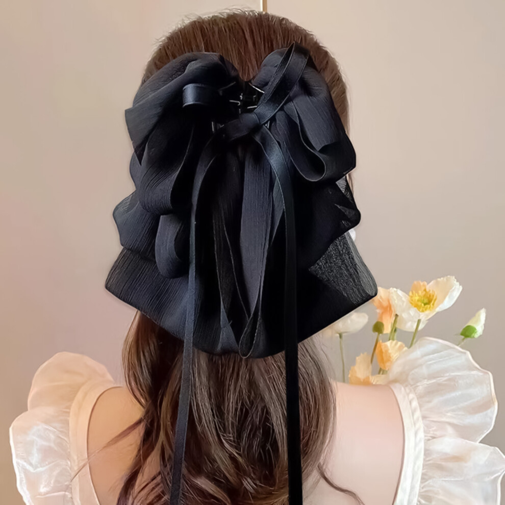 Dcph-Clothing (1) Bowknot Hair Claw Barrettes, Shark Clip Ponytail Holder