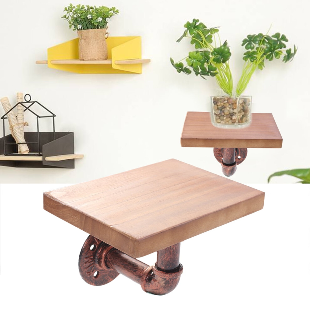 Industrial Wall Shelves Wood Iron Carbon 1Set 7.9X5.9x0.8in 9128909372330