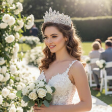 (White) Lightweight Baroque Bridal Crown - Alloy Crystal