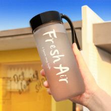 600ml Frosted Plastic Water Bottle, Leak-Proof Screw Lid, Rubber Strap, Choking-Free Spout, Easy Grip, Durable PC — Compatible with Gym/Office/Daily