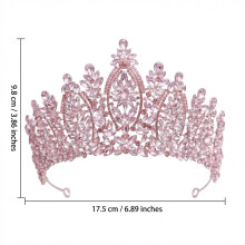 (Pink) Lightweight Baroque Bridal Crown - Alloy Crystal