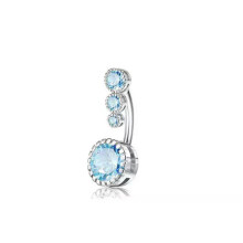 Women 925 Silver Belly Bars Body Piercing Jewelry Navel Rings Belly Button Rings-#8