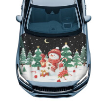 Cute Christmas Snowman Car Hood Cover Protector – Compatible with Cars, Trucks, Vans, SUVs – Easy Installation