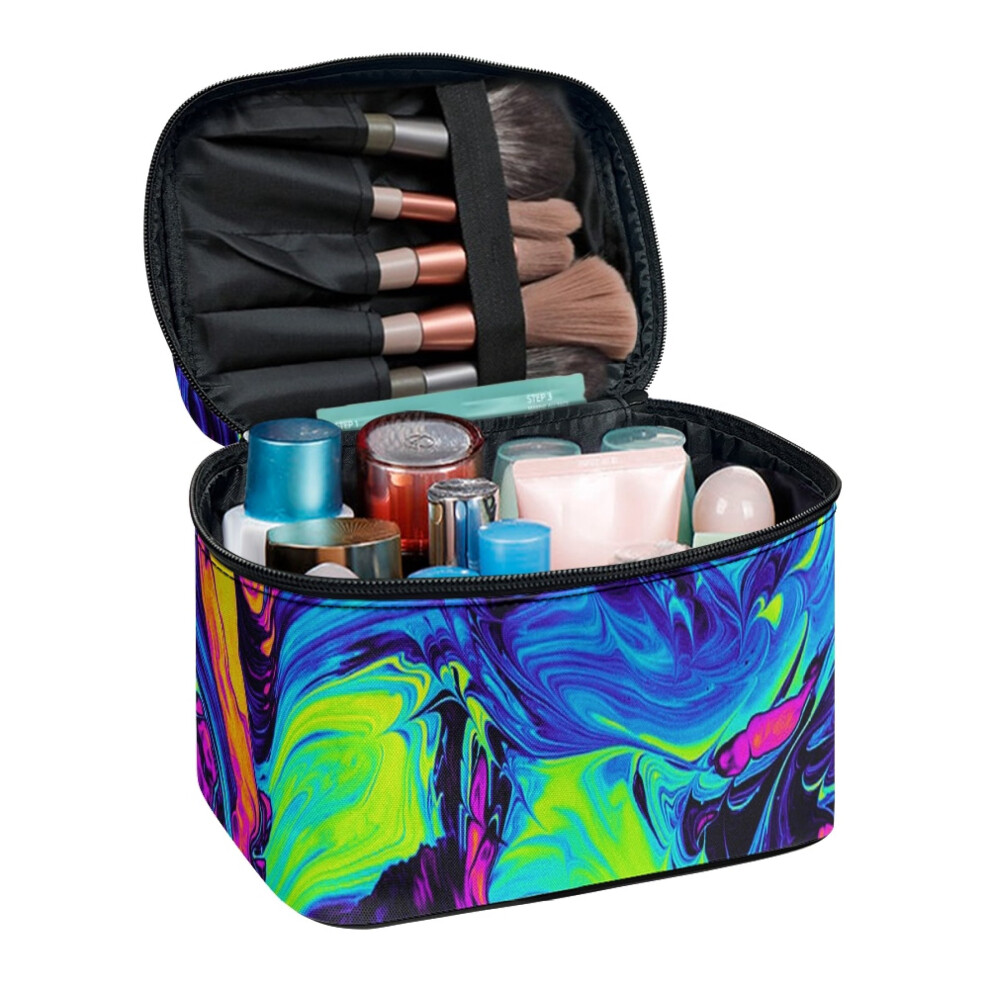 Neon Swirl Pouch Makeup Bags Girlfriend Handy Beauty Brush Holder Portable Cosmetic Brush Case Large Capacity Bathroom Storage