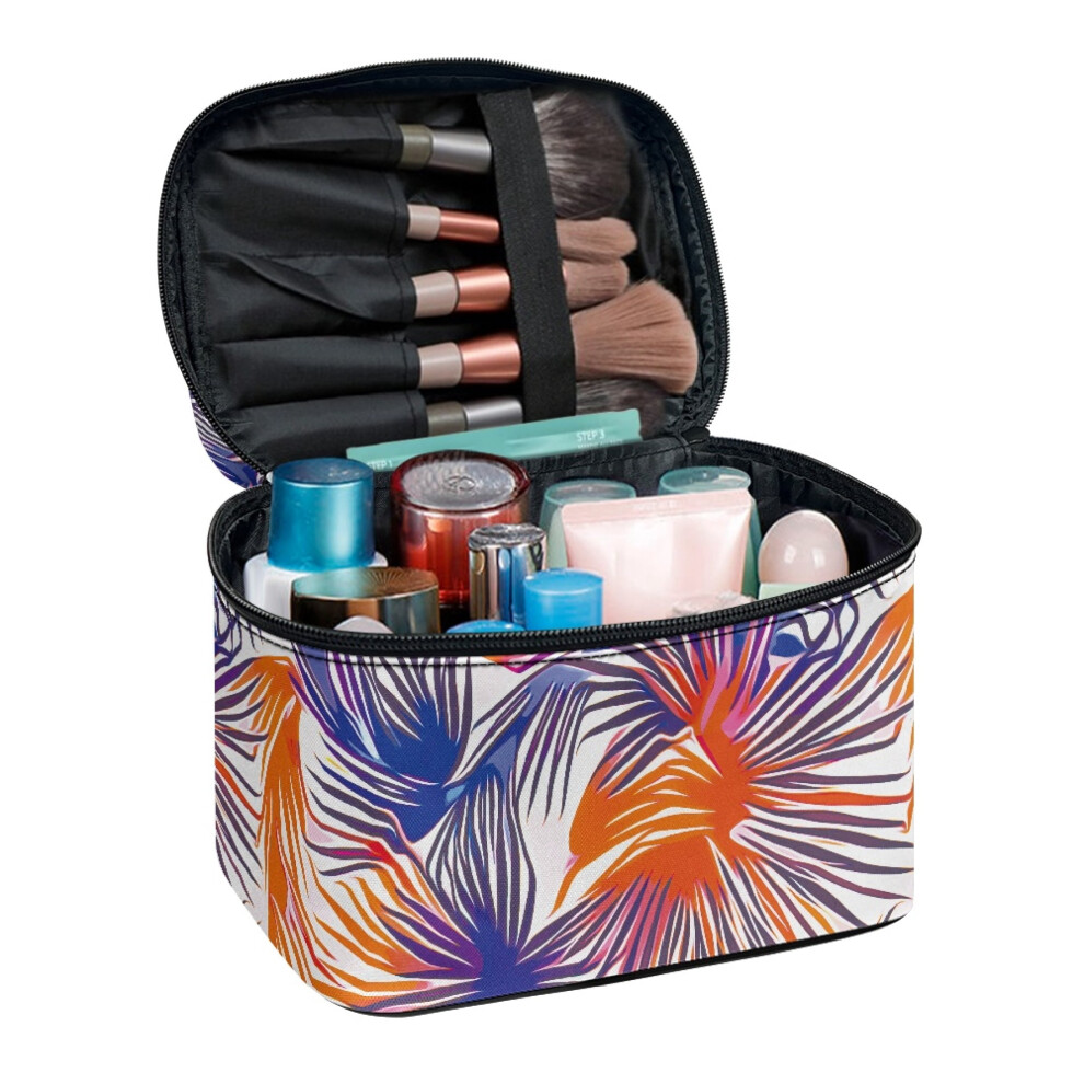 Colorful Feathers Large Capacity Makeup Bag Large Capacity Bridesmaid Durable Beauty Brush Holder Double Zip