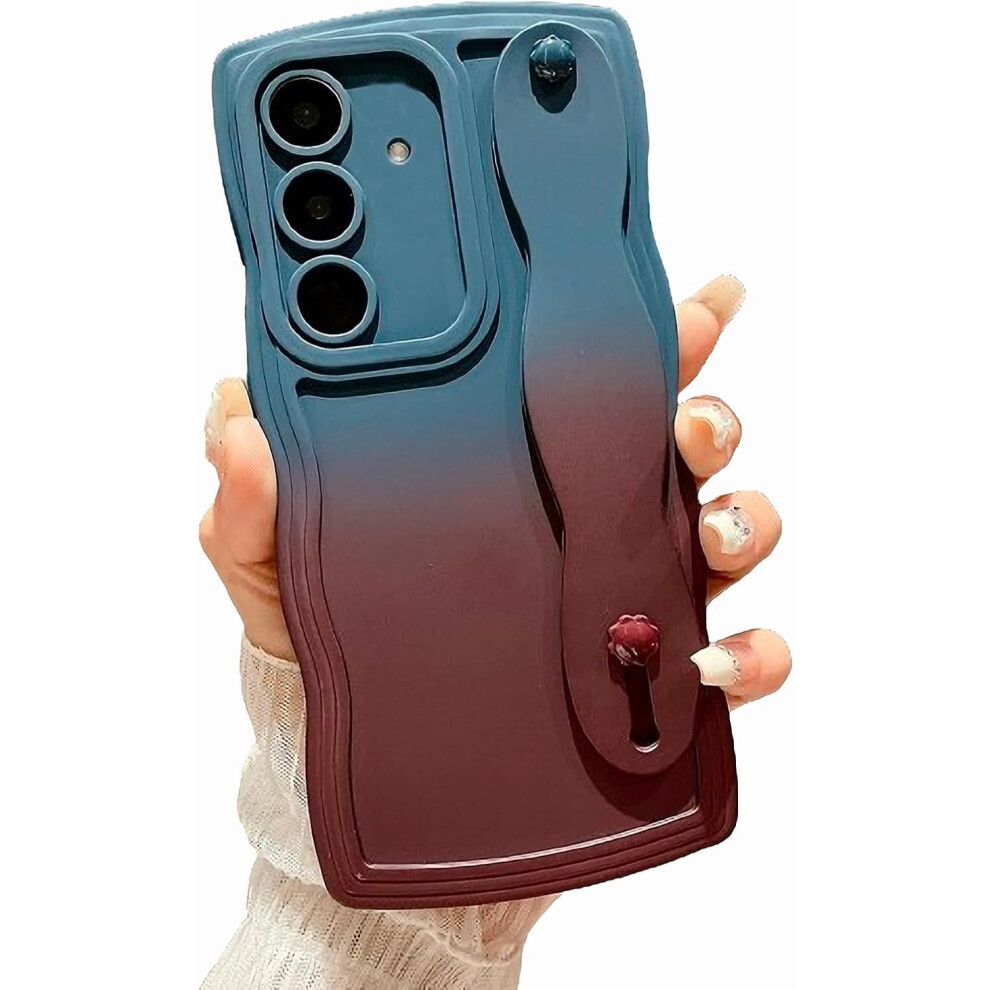 Compatible With Samsung Galaxy S23 Fe 5G: Cute Gradient Curly Wave Case With Wrist Strap, Kickstand & Shockproof Camera Protection 9180333273386