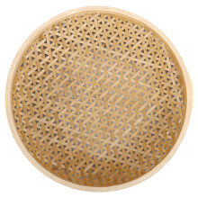 Kisangel 1Set Beige Woven Bamboo Basket Tray for Home Use Fruit Storage