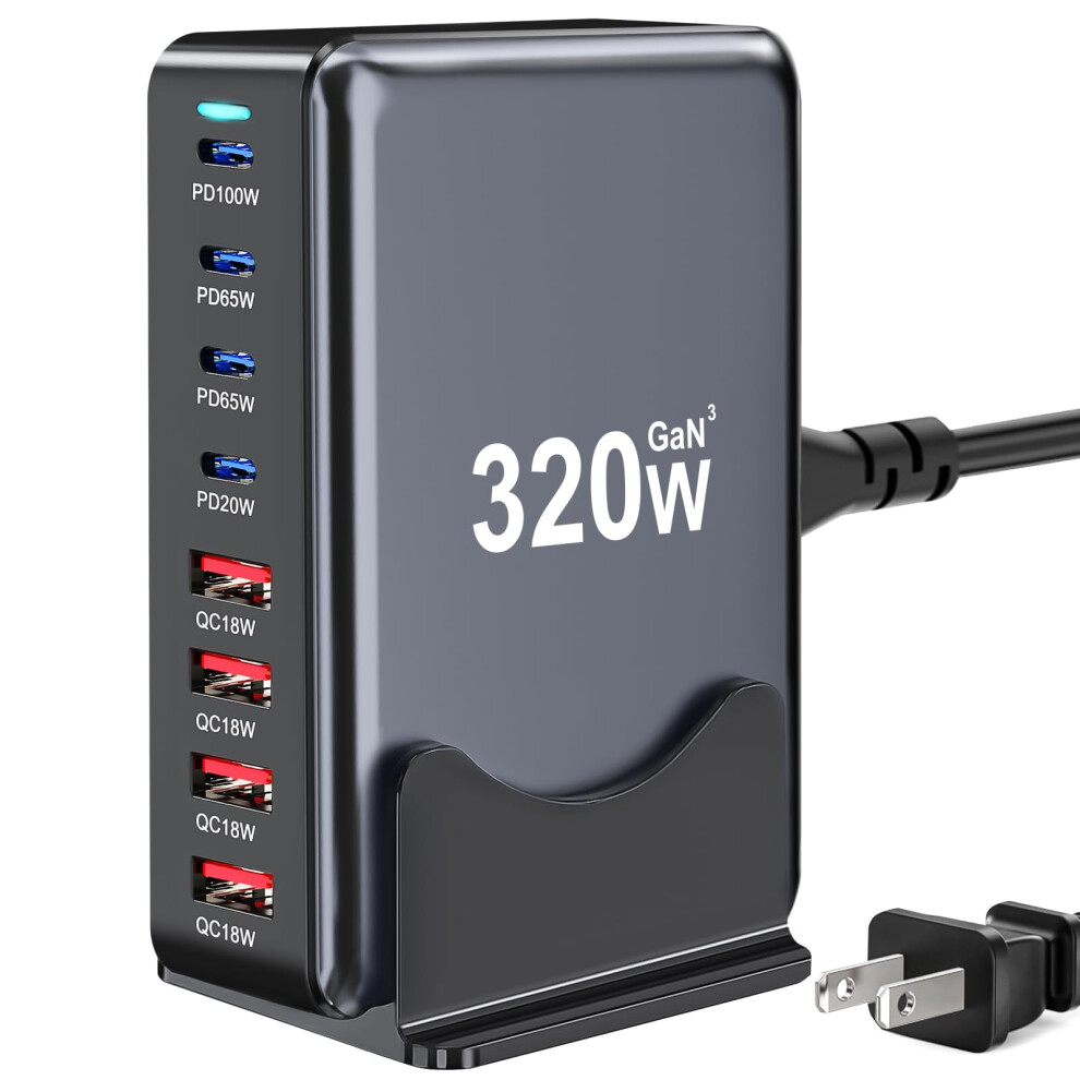 800W Usb-C Gan Fast Charger, 10-Port Station With Dual 140W Pd/Pps, Compatible With Hp, Dell, Macbook Pro, Iphone 16, Galaxy S24 9097180880721
