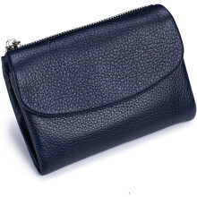 Unisex Pebble Real Leather RFID Wallet – Compact Genuine Leather Coin & Card Holder with Dual Zippers, Waterproof Anti-Theft