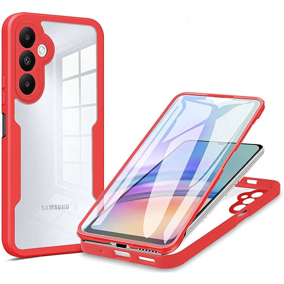 Slim Rugged Clear Hybrid 3-In-1 Case With Built-In Screen Protector For Galaxy S24 Fe 5G, 2024 (Red) Â Compatible With Samsung Galaxy S24 Fe Red 9043876434693