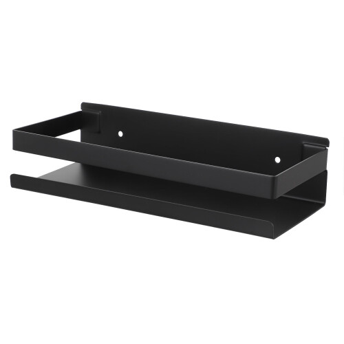 1Set Kitchen Spice Rack Black Rectangular 11.4X4.1X2.2in 304 Stainless Steel Wall Mounted Storage