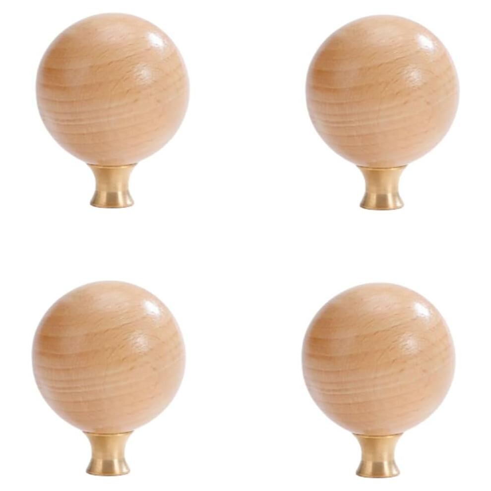 Dresser Knobs 4Pcs Round Wooden Wardrobe Door Handles Brass Wooden Cabinet Drawer Log Single Hole Handle 35Mm 9405492451155