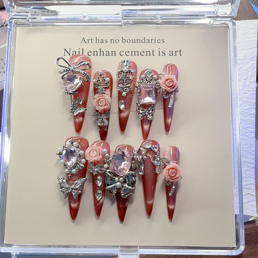 Dachuang Beauty (Xs) 10Pcs Butterfly Rhinestone Resin Nails