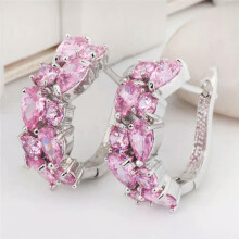 925 Silver Drop Earrings Women Cubic zirconia Wedding Engagement Jewelry Gifts-#28