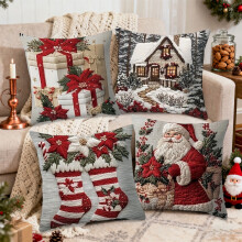 Upgraded Christmas Pillow Covers 17.7x17.7 Inches Decorative Pillow Cases With Soft Fabric Hidden Zipper For Home Decor B