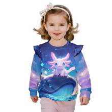 Girls Sweatshirt Ruffle Long Sleeve Galaxy Whale Axolotl Pullover Sweater Tops Oversized Shirts Sweatshirt Fall Winter Clothes Kids Pullover Hoodies
