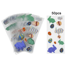 Assortiment de 50 sacs cadeaux de Pâques – 4 modèles, fermeture à cordon, parfaits pour les biscuits, les bonbons et les petits jouets
