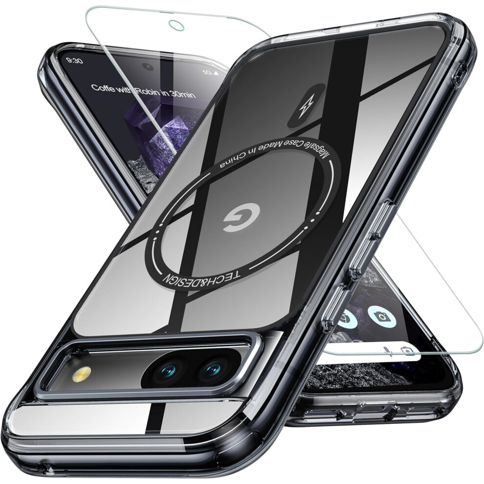 Google Pixel 8A Case With Magsafe, N52 Magnets, Screen Protector, Shockproof, Matte Translucent Design (Black) Black 9405492451353