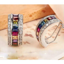 925 Silver Drop Earrings Women Cubic zirconia Wedding Engagement Jewelry Gifts-#35