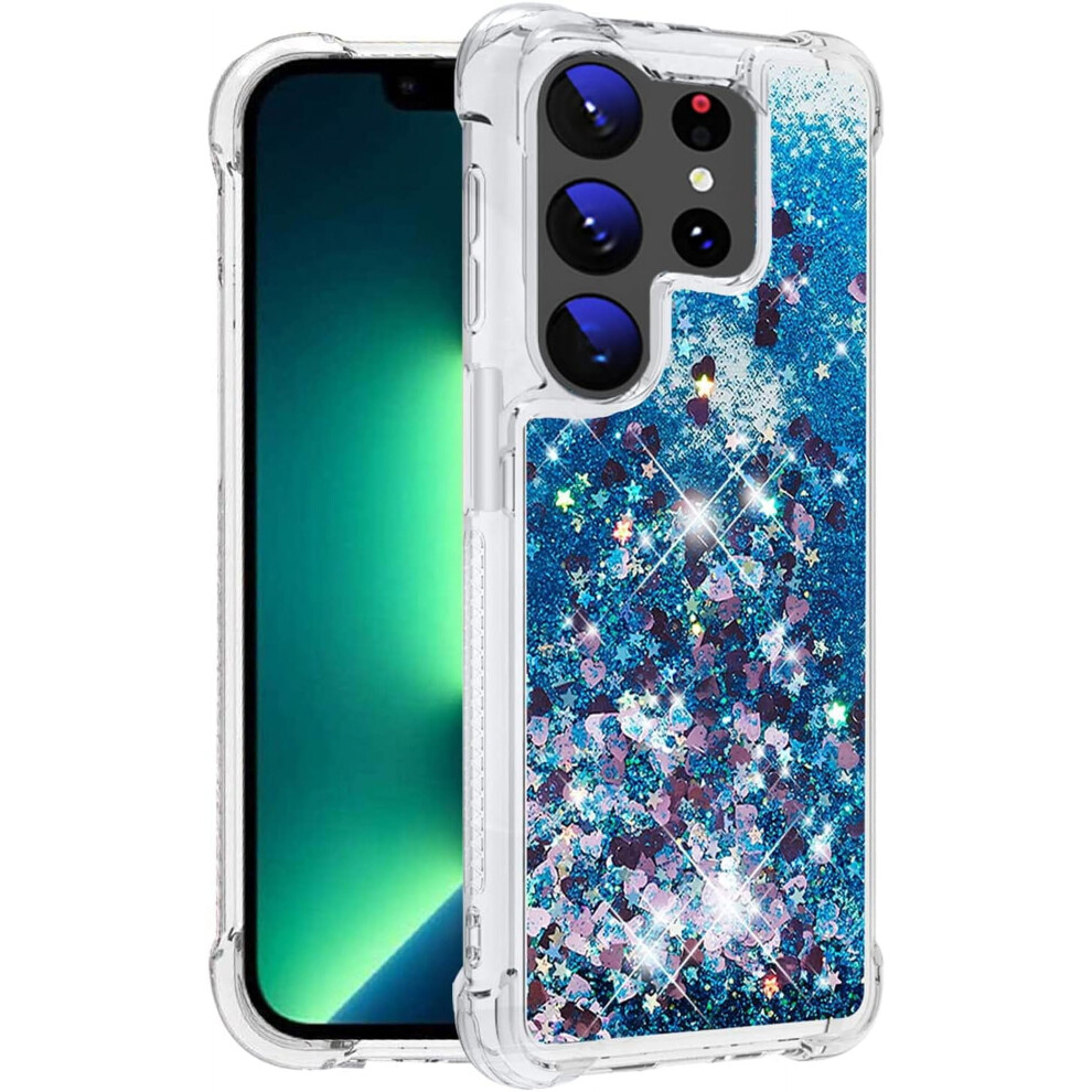 Glitter Clear Silicone Phone Case For Samsung Galaxy S24 Ultra Â Shockproof, Aesthetic, Durable Bumper (Blue) Blue 9426043669423