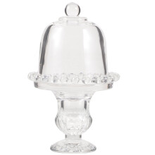 Mini Cake Plate Glass Cupcake Stand with Dome Cover Small Cake Display Stand for Birthday Wedding