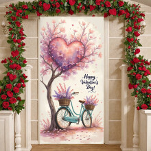 Banner de amor en forma de corazón con estampado de cachorros, decoración de corazones rojos y rosas, telón de fondo romántico para el Día de