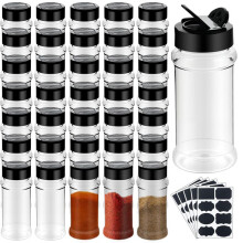 36 Pack 3 Oz Plastic Spice Jars Bottle Empty Seasoning Bottles Containers Small Clear Spice Shaker and Stickers with Cap