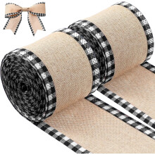 2 Rolls Christmas Buffalo Plaid Wired Edge Ribbon, 216" x 2.5", Black & White, Compatible with Craft & Tree Decorating