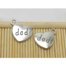 20 Tibet Silver Tone Alloy Heart Charm Pendant18X15mm Engraved "Mon dad sister"-dad
