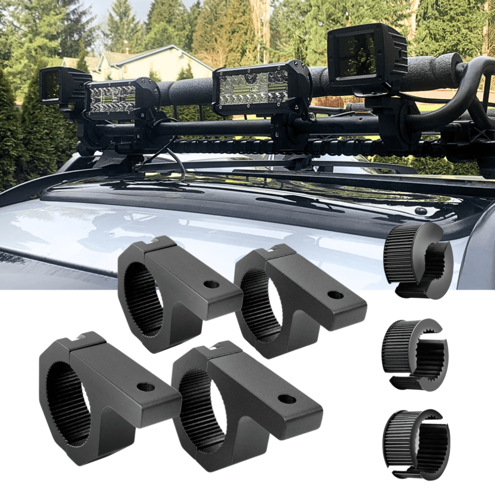 Off-Road Mounting Brackets Led Horizontal Bar Tube Clamp Fit On 7" Bull Bars Roof Racks Roll Cage Holder For Atv Utv Truck, 4-Pack Light 9405492452671
